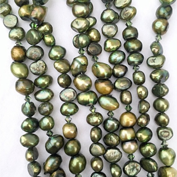 Freshwater Peridot Green 100” Strand of Pearls With Stainless Steel Clasp, NWT - Picture 6 of 6